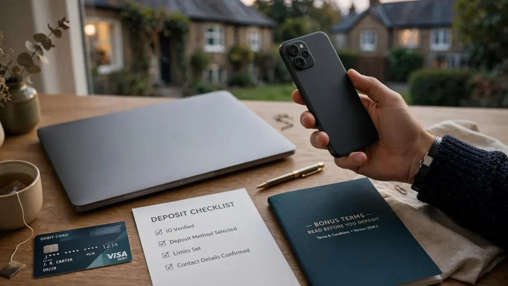 UK player checking secure mobile casino deposits and bonus terms