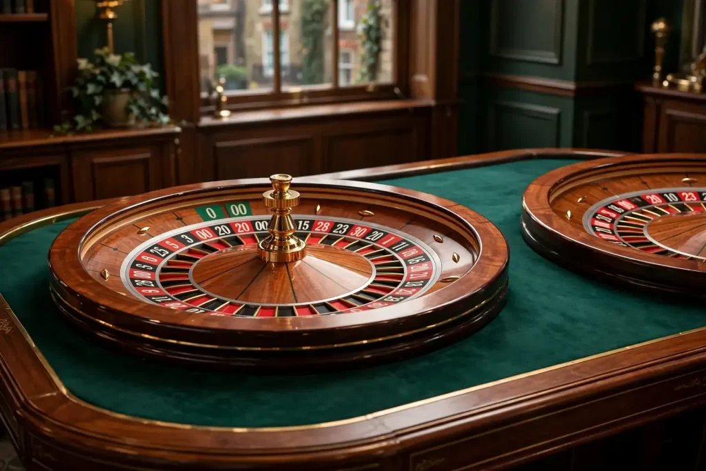 American roulette wheel highlighting separate zero and double-zero pockets