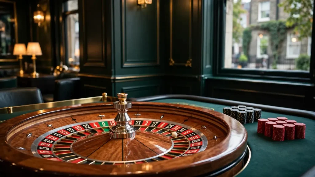 European roulette wheel with a single green zero pocket